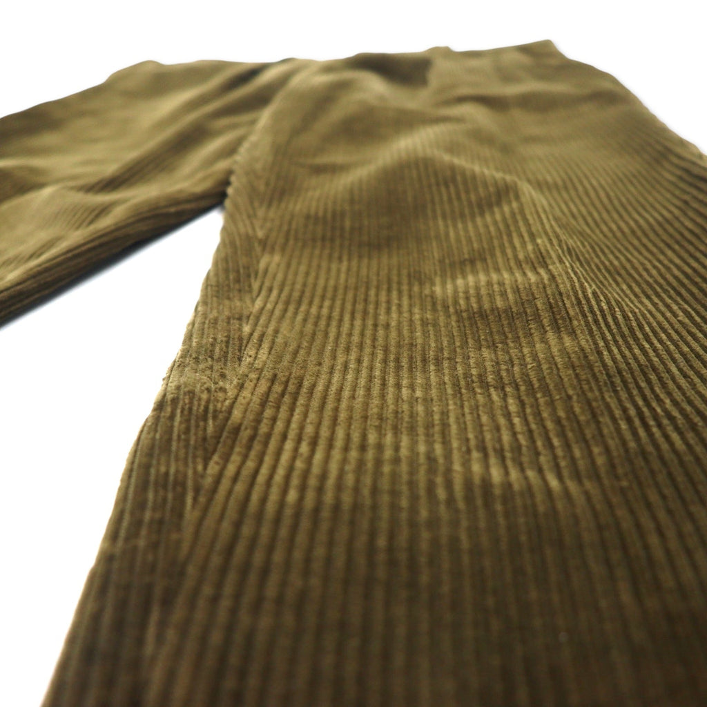 Pantaloni in velluto a coste affusolati L color kaki in cotone Charles Dubourg anni '80, produzione francese, con cerniera sull'orlo COSSERAT, profili in pelle, cerniera DMC