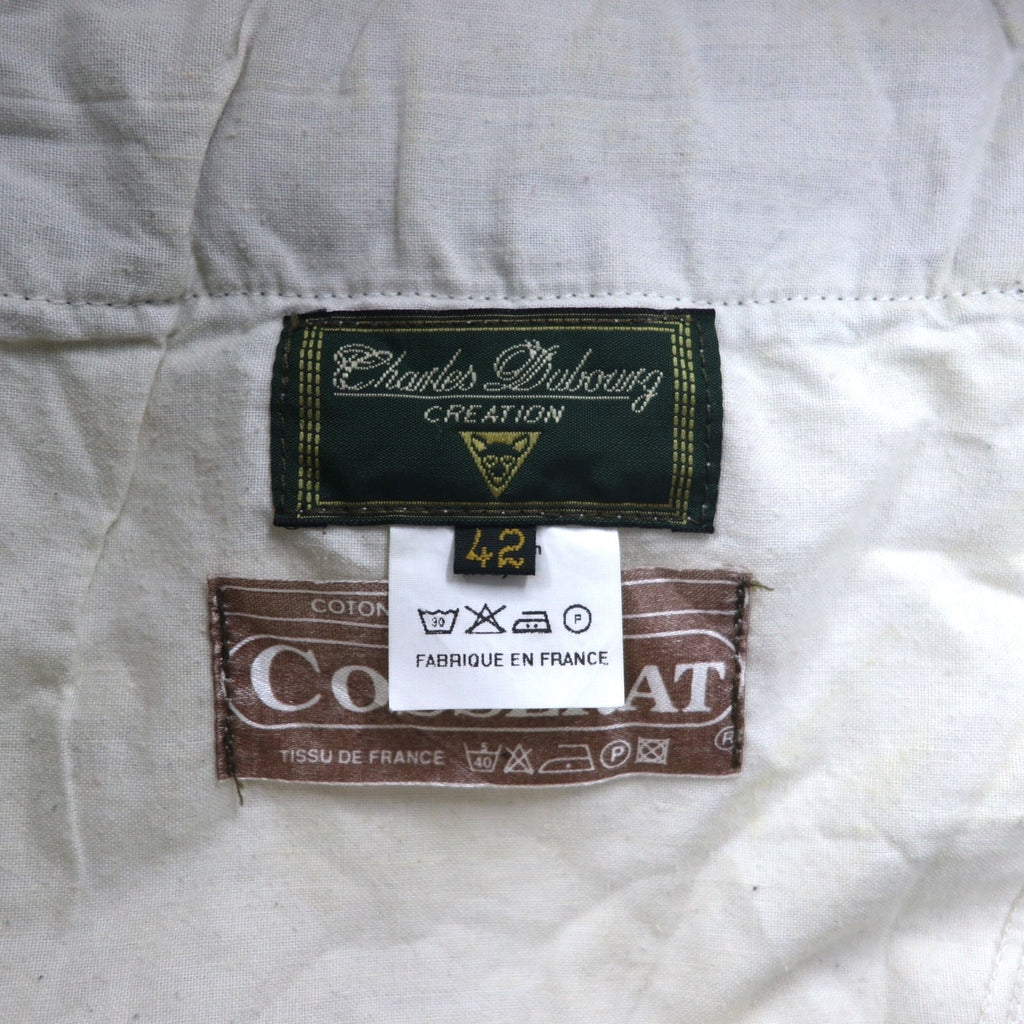Pantaloni in velluto a coste affusolati L color kaki in cotone Charles Dubourg anni '80, produzione francese, con cerniera sull'orlo COSSERAT, profili in pelle, cerniera DMC