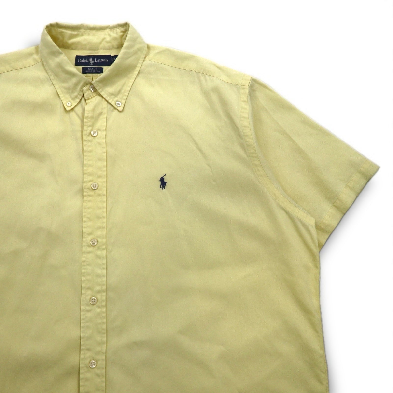 Ralph Lauren 90年代 BLAKE 半袖 オックスフォード ボタンダウンシャツ XL イエロー コットン スモールポニー刺繍
