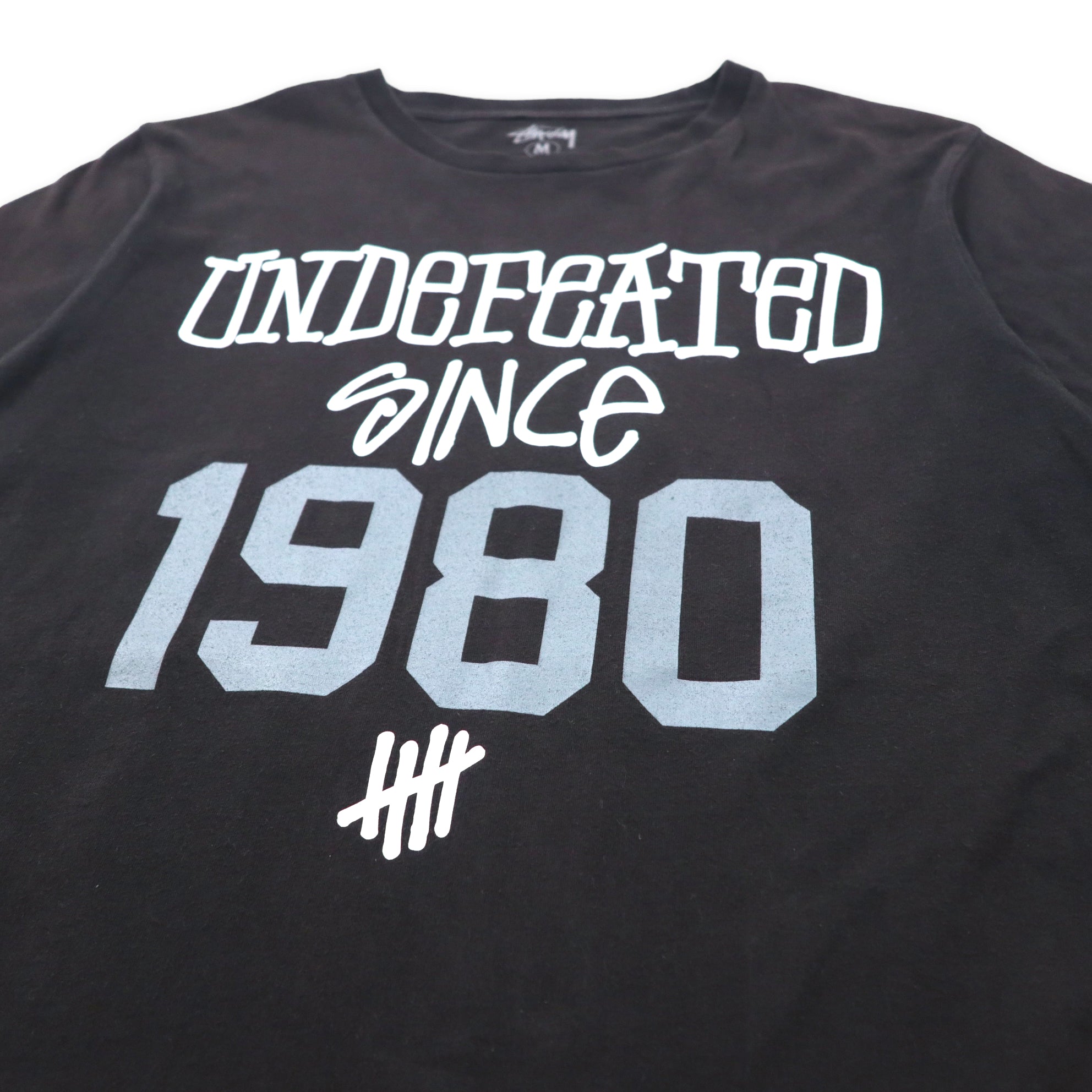 STUSSY × UNDEFEATED プリントTシャツ M ブラック コットン ナンバリング 両面プリント