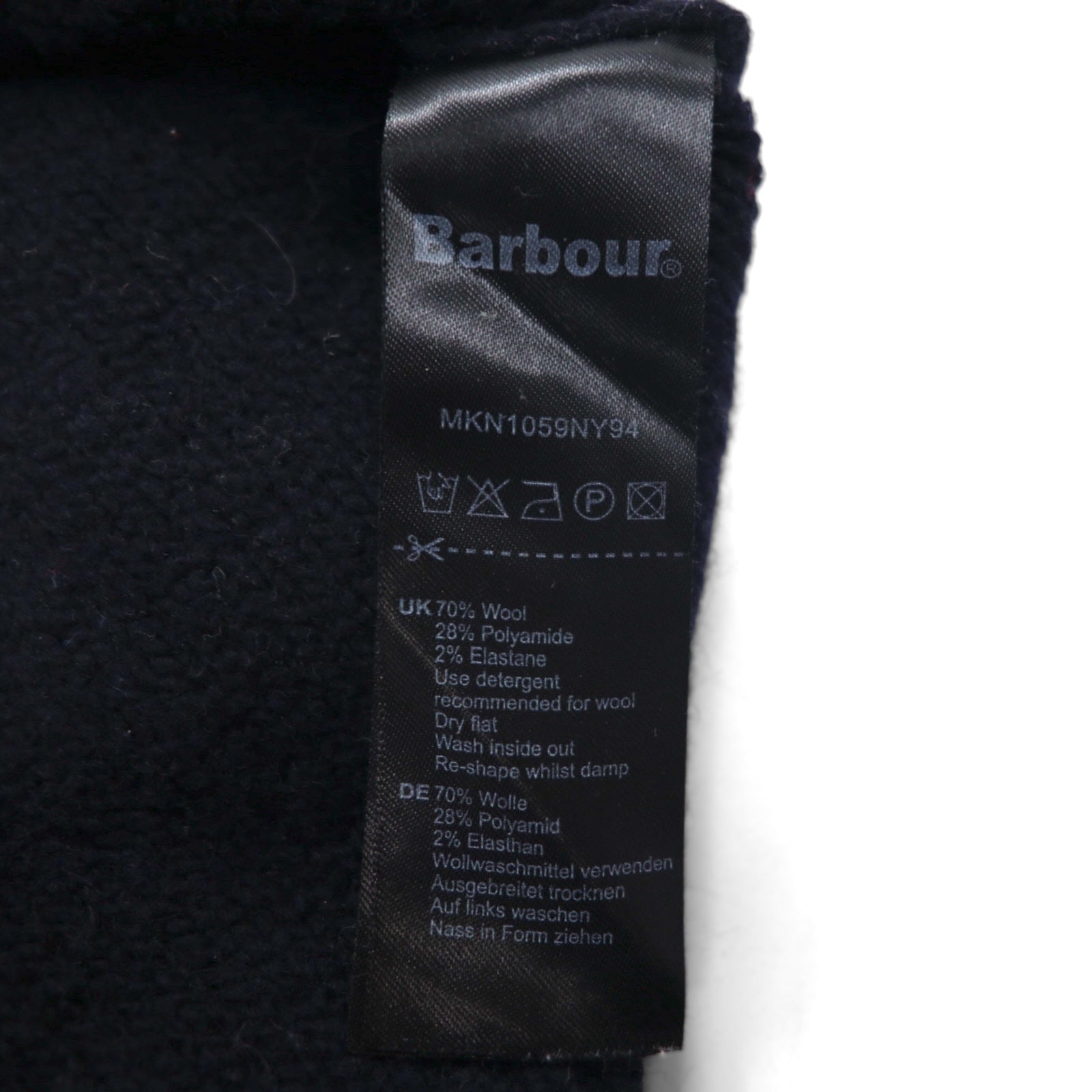 Barbour フィッシャーマン アラン ニット セーター M ネイビー ウール CLASSIC TARTAN MKN1059NY94