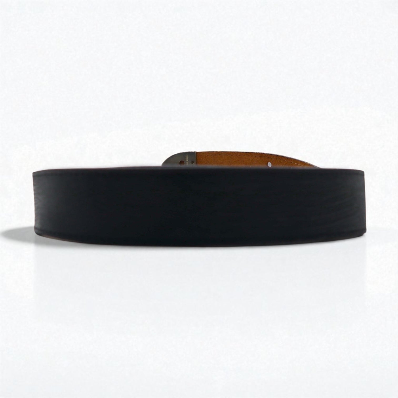 Cintura western in pelle Lyntone USA con stampa lucertola, taglia 38, colore nero, pelle bovina, fibbia argento e oro