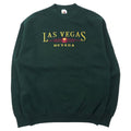 FRUIT OF THE LOOM USA 90s felpa ricamata L verde cotone felpata LAS VEGAS
