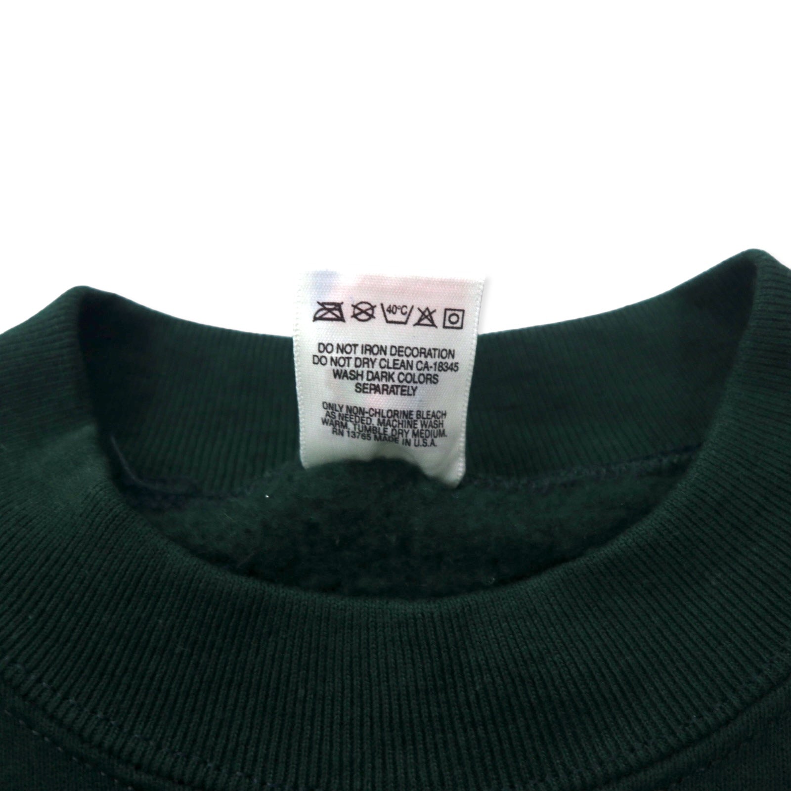 FRUIT OF THE LOOM USA 90s felpa ricamata L verde cotone felpata LAS VEGAS