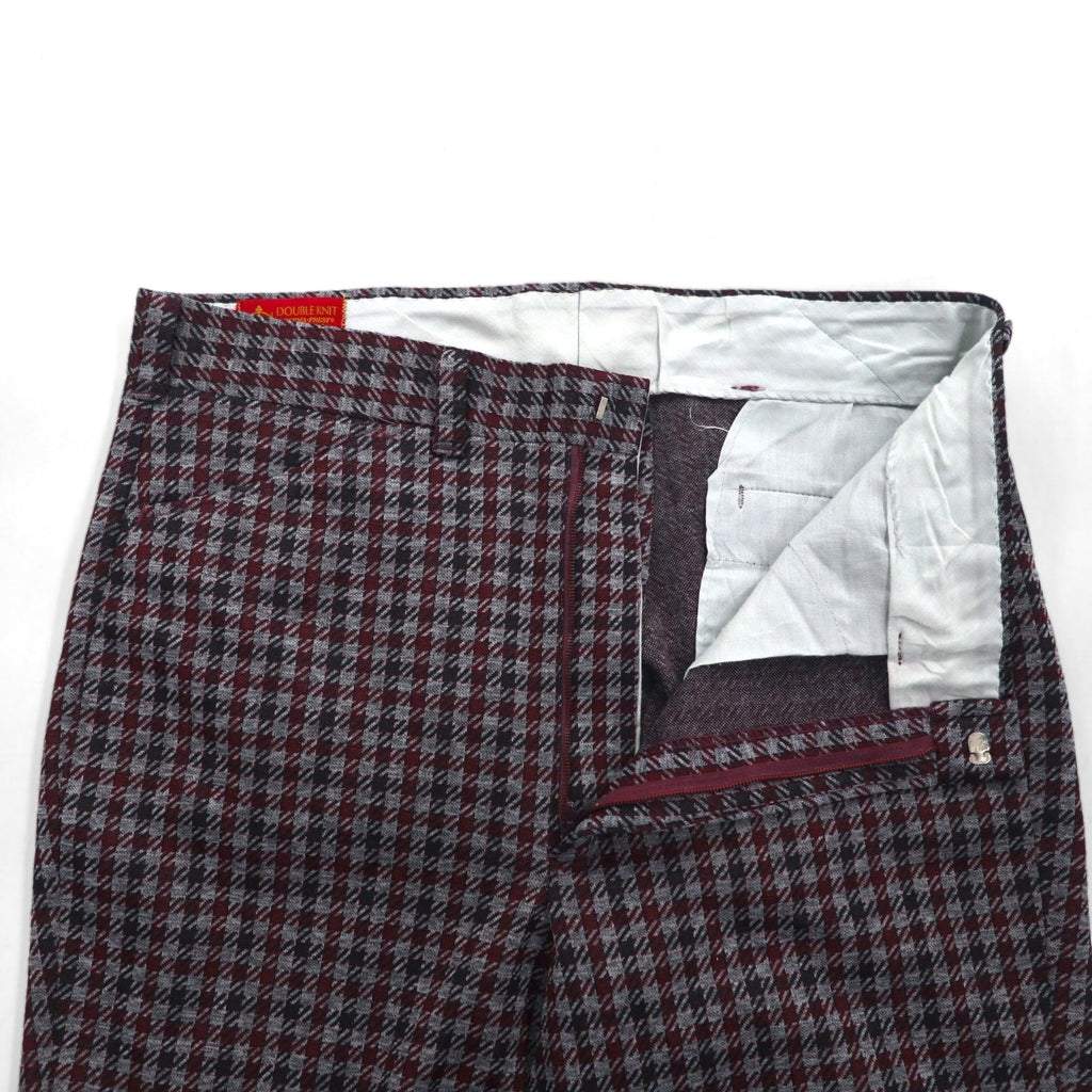 Sears anni '70 Panta zampa d'elefante KINGS ROAD L Grigio Fantasia Pied de poule e Principe di Galles Cerniera SCOVILL PERMA-PREST