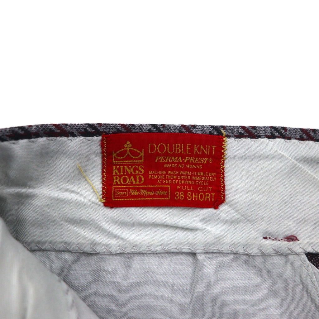 Sears anni '70 Panta zampa d'elefante KINGS ROAD L Grigio Fantasia Pied de poule e Principe di Galles Cerniera SCOVILL PERMA-PREST