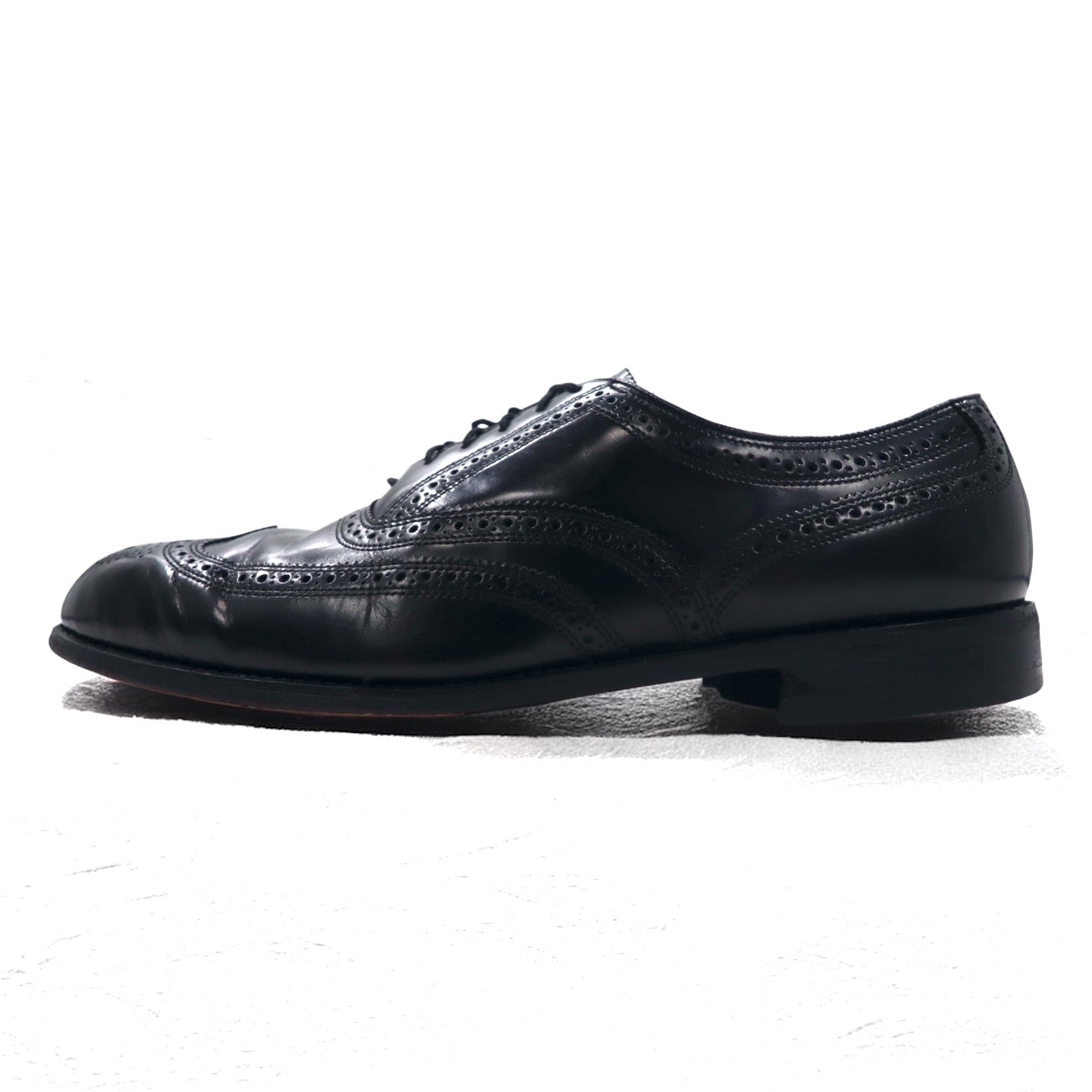 FLS FLORSHEIM Scarpe stringate brogue wingtip 28.5cm nere pelle medallion 70018