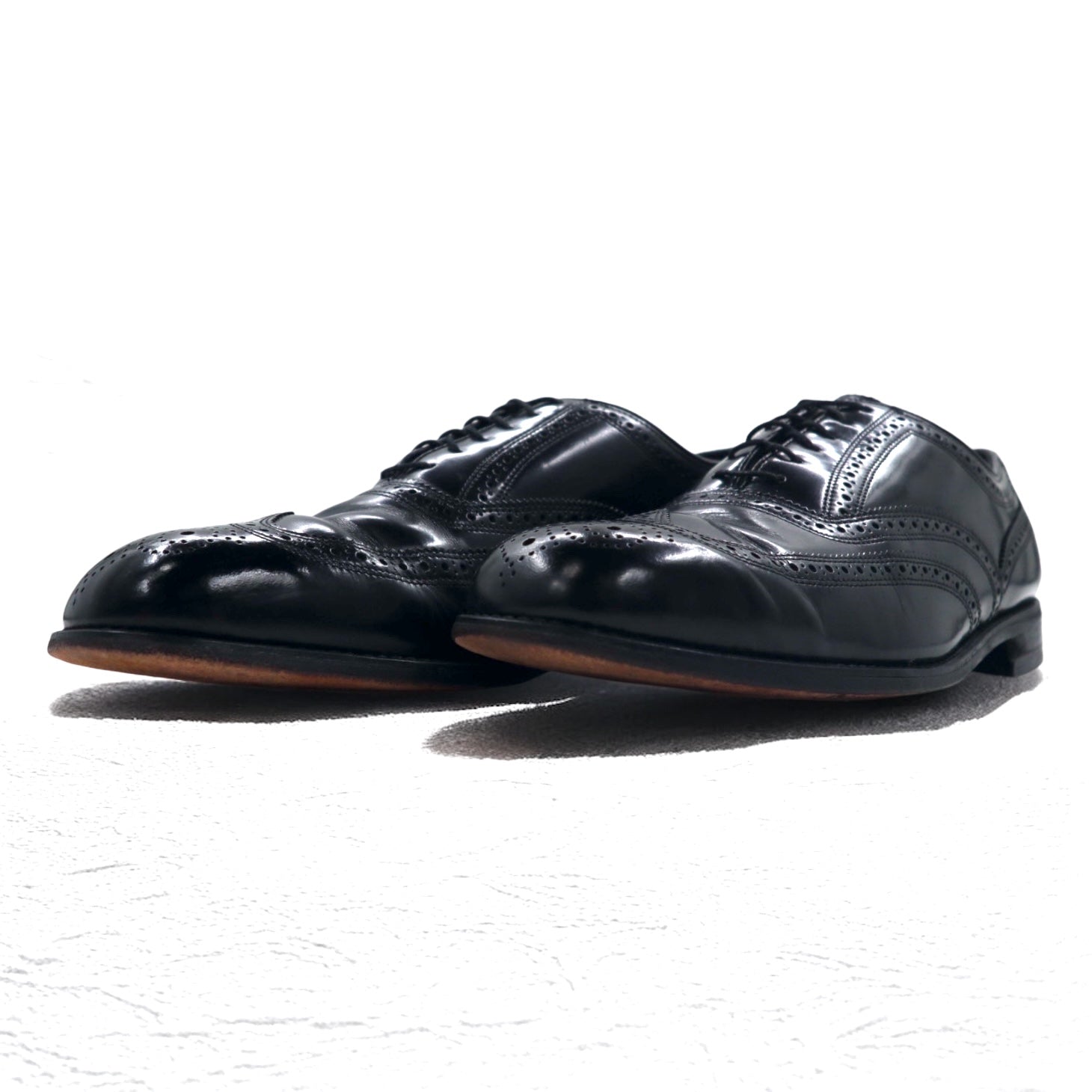 FLS FLORSHEIM Scarpe stringate brogue wingtip 28.5cm nere pelle medallion 70018