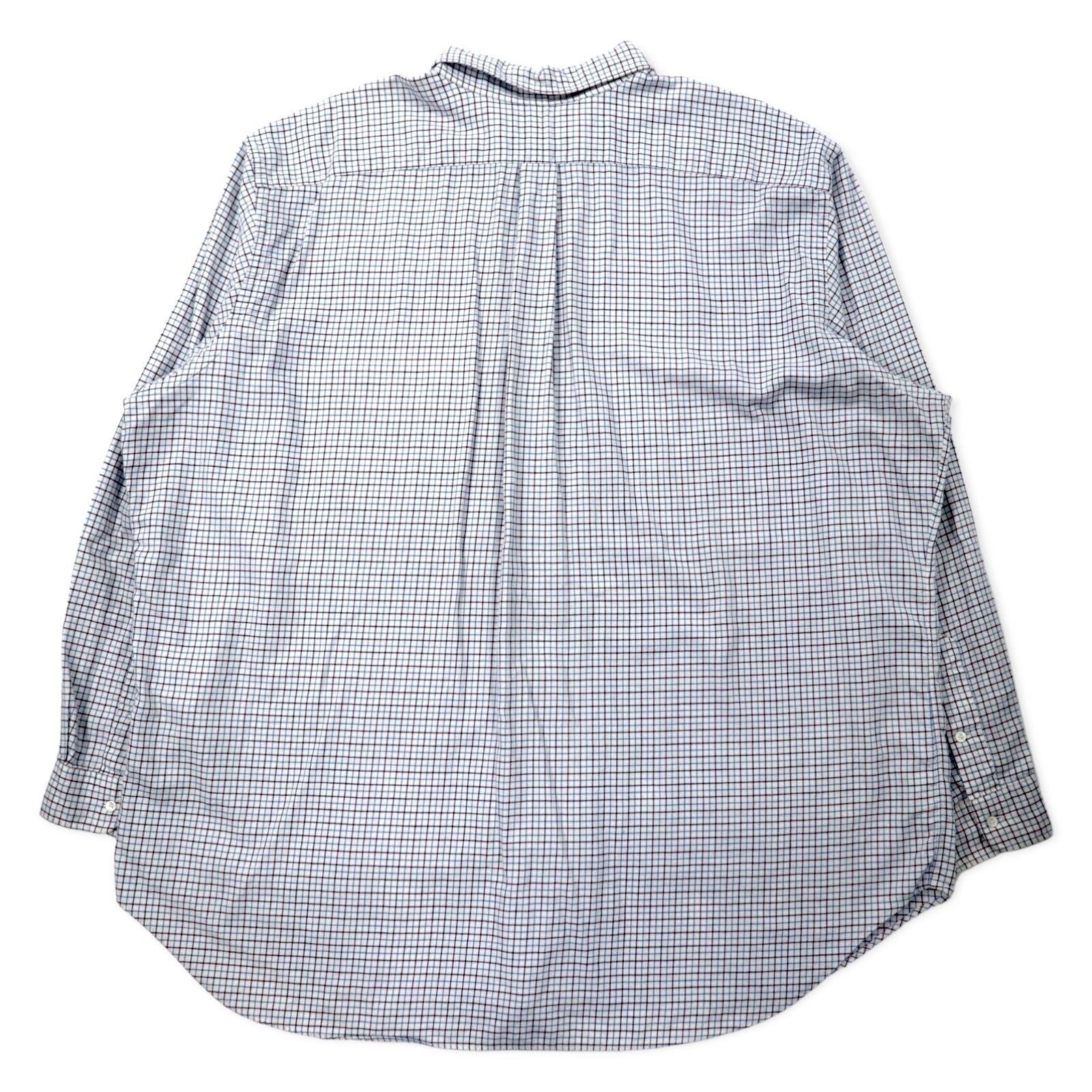 Camicia button-down Ralph Lauren a quadri Windopen, 3XLT TALL, bianca, in cotone, ricamo piccolo pony, taglia grande.