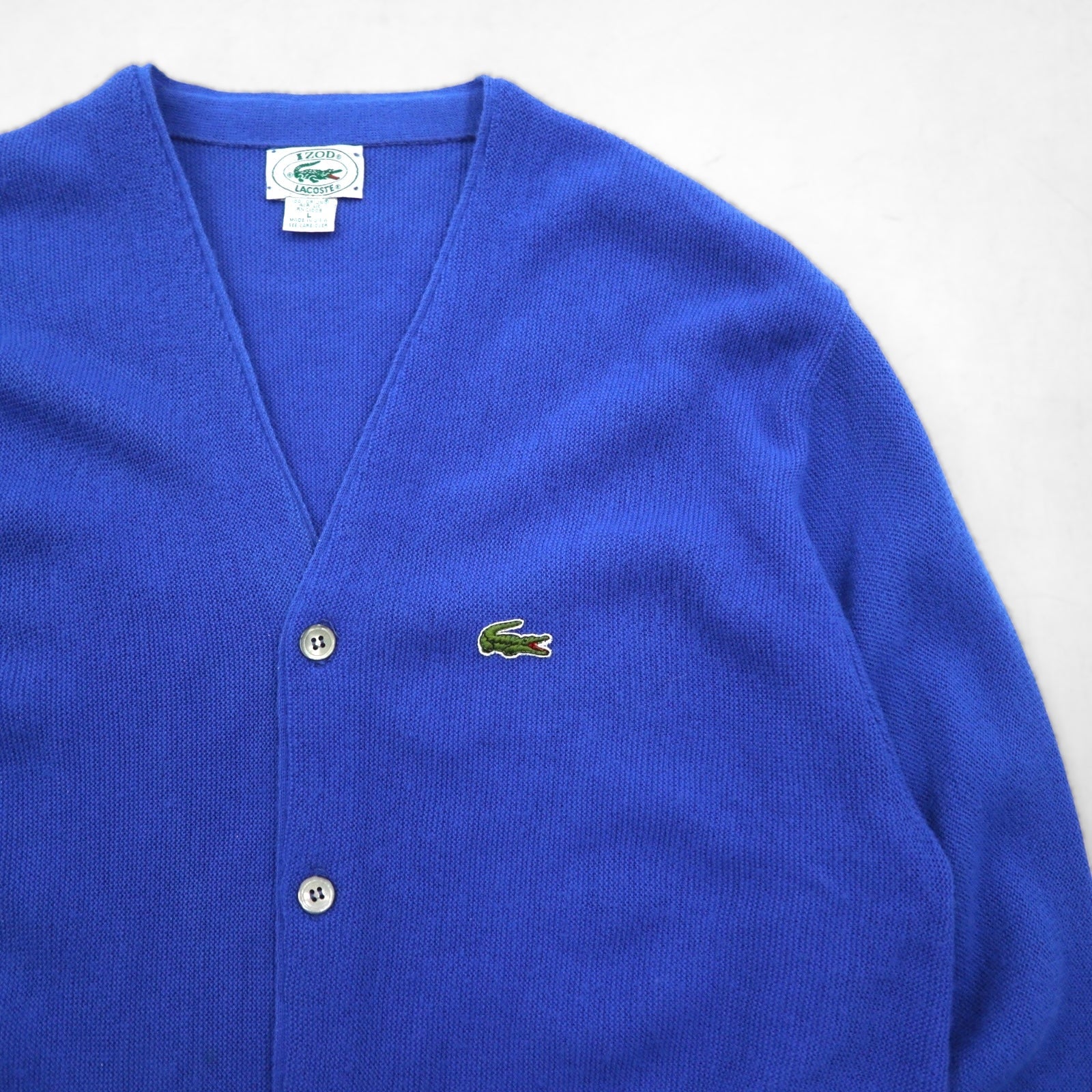 IZOD LACOSTE 80年代 USA製 ニット カーディガン L ブルー アクリル