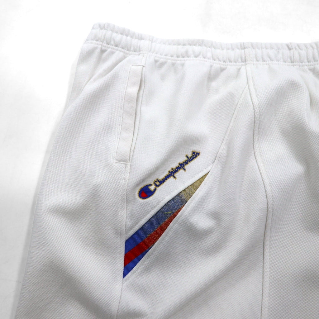 Champion 90年代 トラックパンツ ジャージ XL ホワイト ポリエステル 裾ジップ スリット 日本製