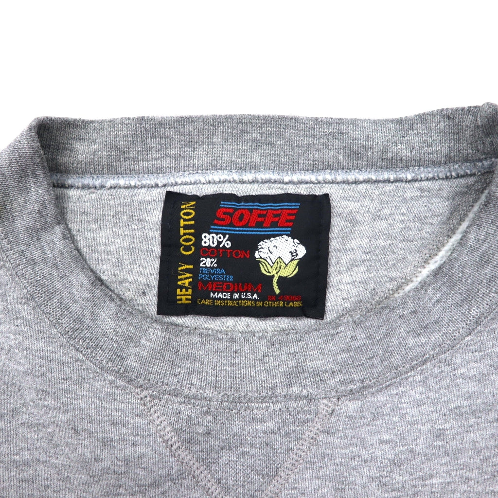 USA製 90年代 SOFFE カレッジ プリント スウェット M グレー コットン WIU