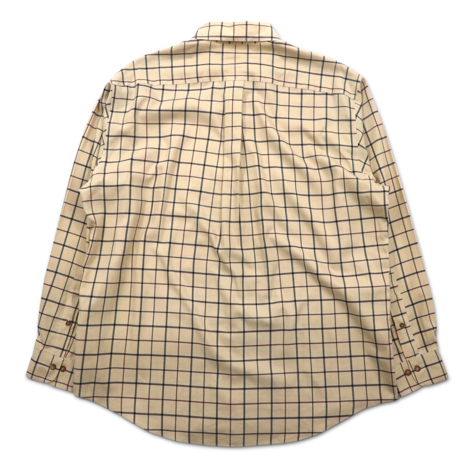 Brooks Brothers Camicia button-down a quadri Windowpane, taglia L, beige, in cotone, non-stiro