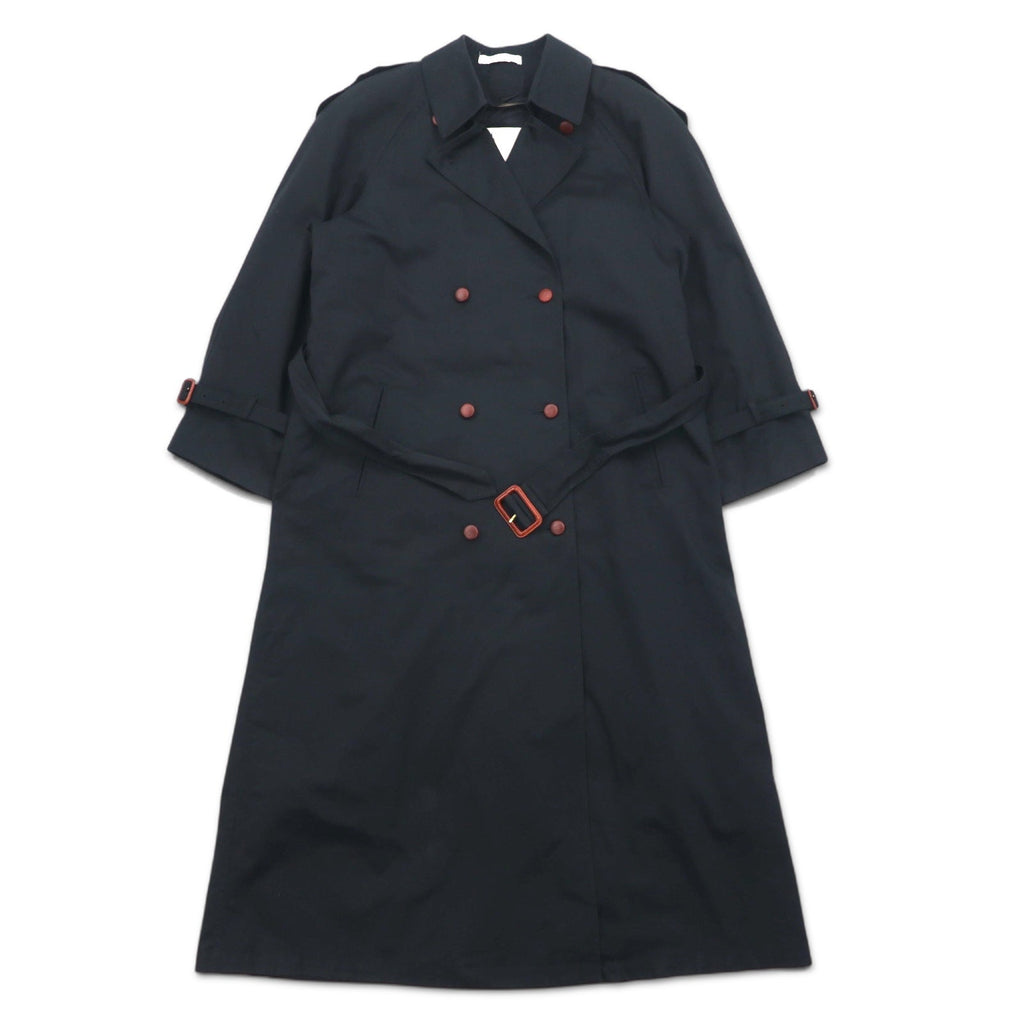 90s Vintage Trench Double-Breasted Coat Misty Harbor Trench M Black Cotton with Detachable Check Liner and Belt