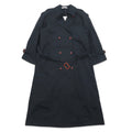 90s Vintage Trench Double-Breasted Coat Misty Harbor Trench M Black Cotton with Detachable Check Liner and Belt