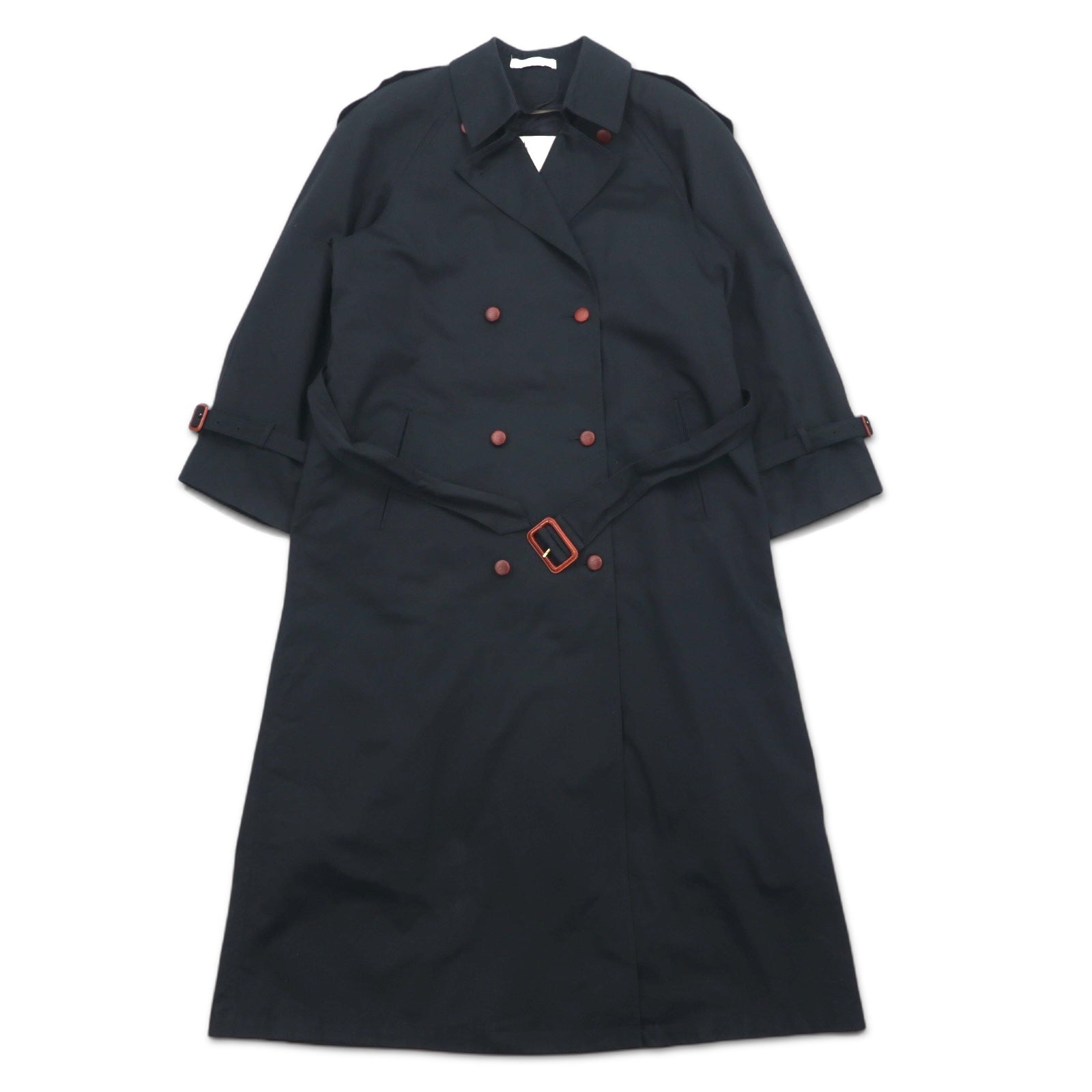 90s Vintage Trench Double-Breasted Coat Misty Harbor Trench M Black Cotton with Detachable Check Liner and Belt