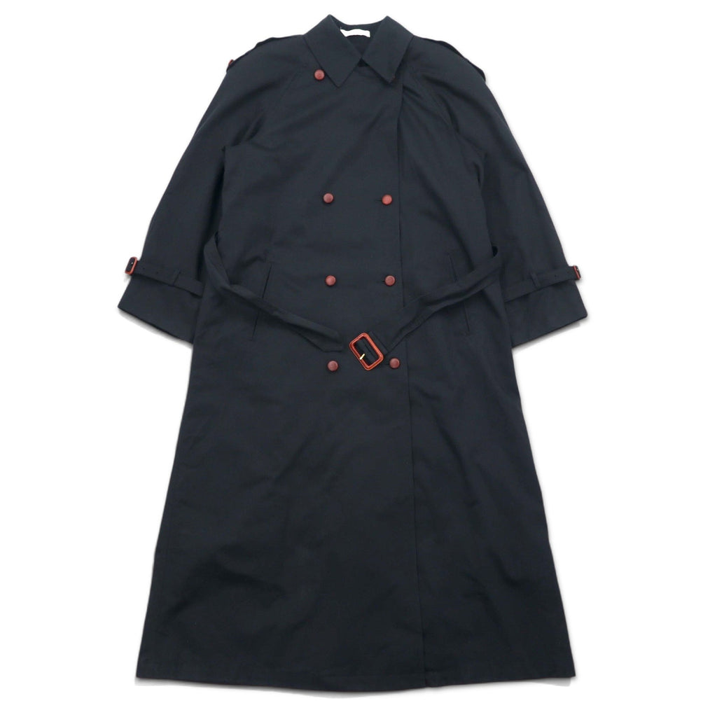 90s Vintage Trench Double-Breasted Coat Misty Harbor Trench M Black Cotton with Detachable Check Liner and Belt