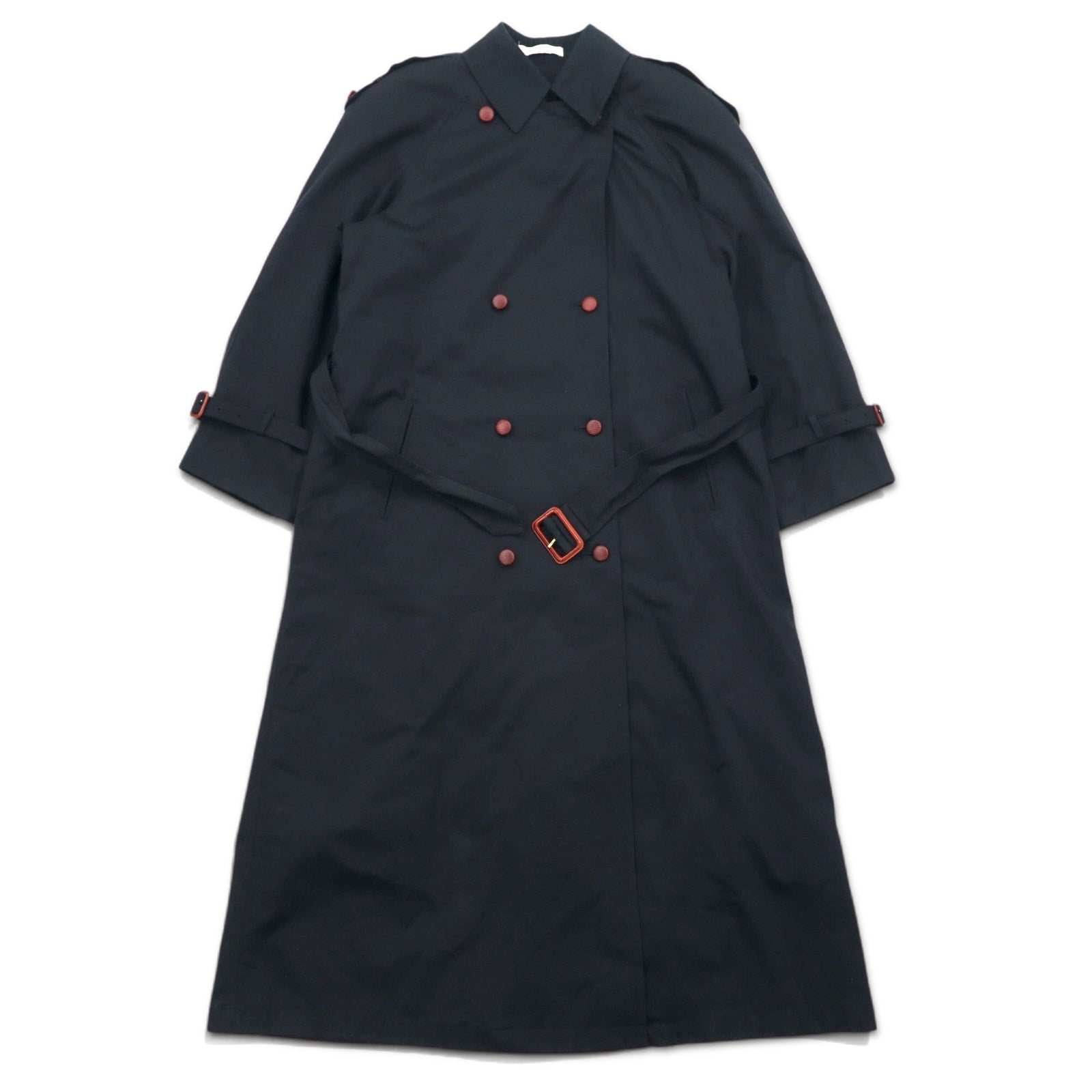 90s Vintage Trench Double-Breasted Coat Misty Harbor Trench M Black Cotton with Detachable Check Liner and Belt