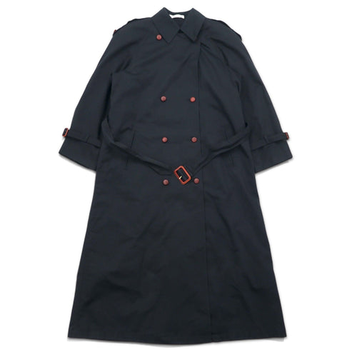90s Vintage Trench Double-Breasted Coat Misty Harbor Trench M Black Cotton with Detachable Check Liner and Belt