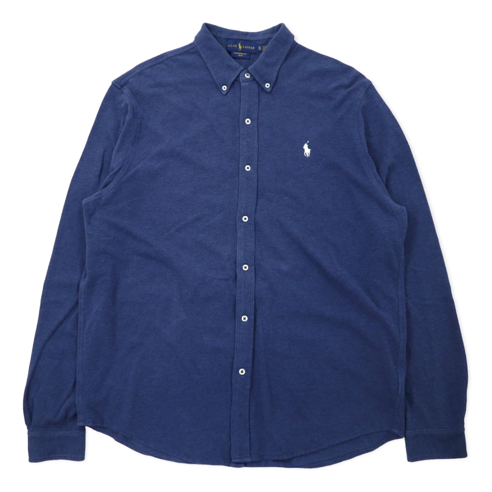 RALPH LAUREN Camicia Button-Down in Mesh Featherweight XL Blu Navy Cotone Piqué Ricamo Pony Piccolo FEATHERWEIGHT MESH