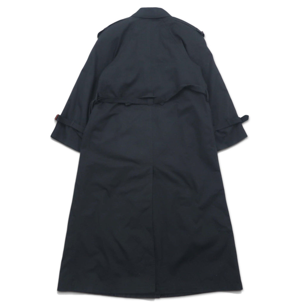 90s Vintage Trench Double-Breasted Coat Misty Harbor Trench M Black Cotton with Detachable Check Liner and Belt