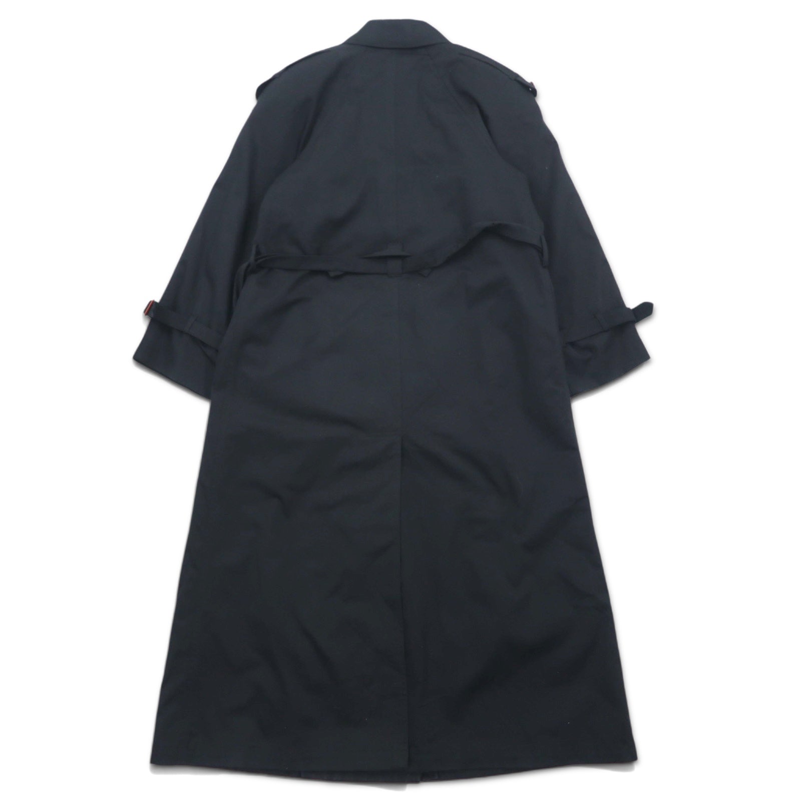 90s Vintage Trench Double-Breasted Coat Misty Harbor Trench M Black Cotton with Detachable Check Liner and Belt
