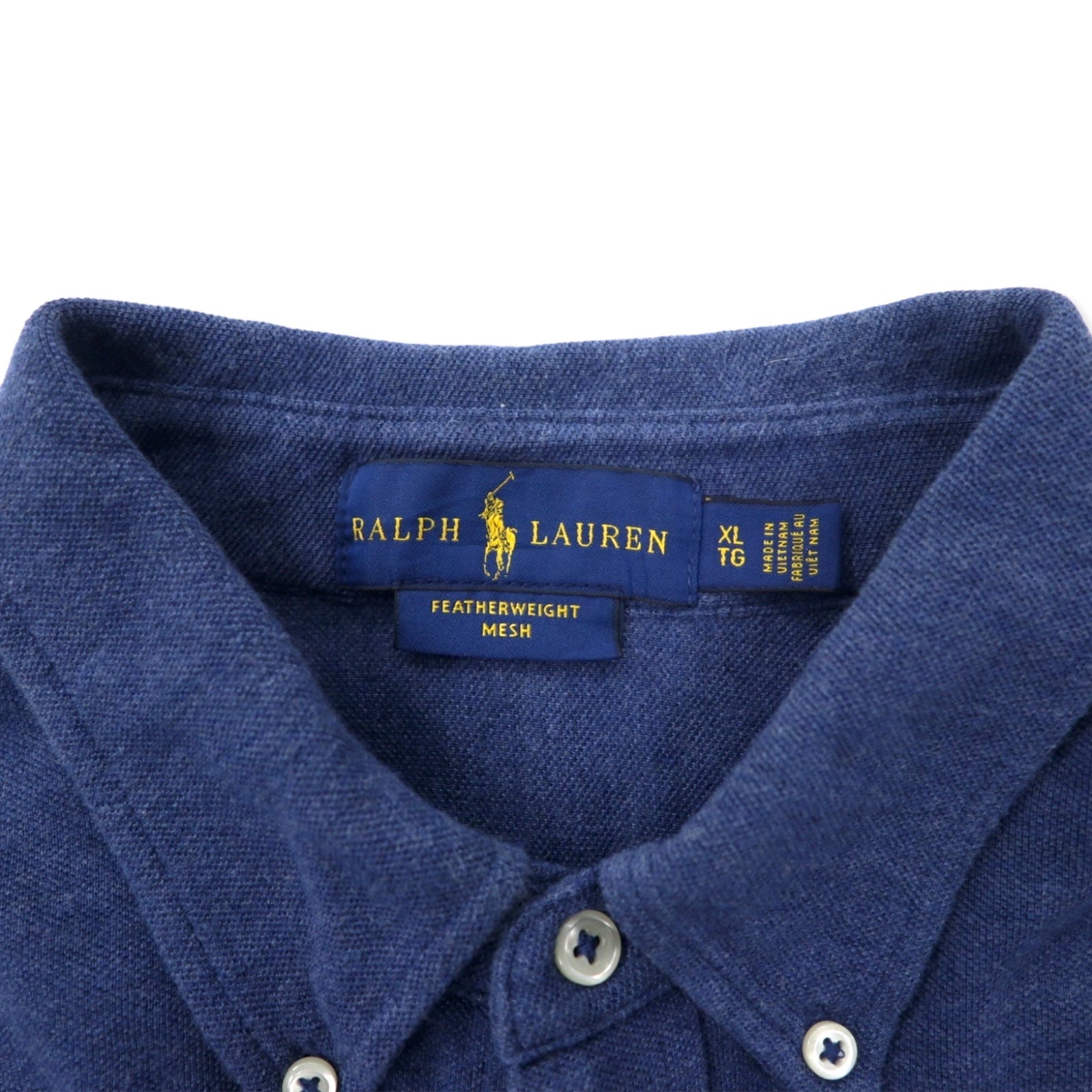RALPH LAUREN Camicia Button-Down in Mesh Featherweight XL Blu Navy Cotone Piqué Ricamo Pony Piccolo FEATHERWEIGHT MESH