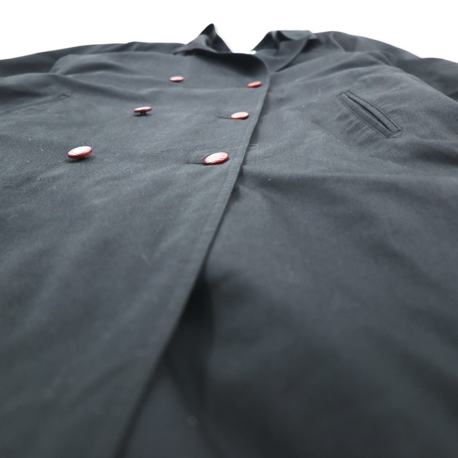90s Vintage Trench Double-Breasted Coat Misty Harbor Trench M Black Cotton with Detachable Check Liner and Belt