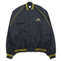 Holloway giacca varsity anni '90 made in USA, taglia XL, nera, in nylon, bottoni automatici, ricamo azienda USA Great Western Malting Co.
