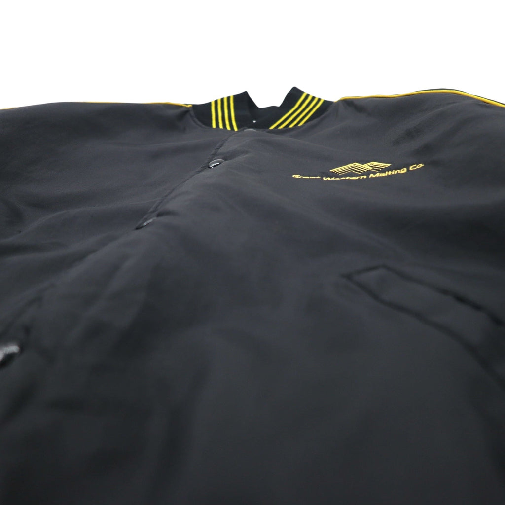 Holloway giacca varsity anni '90 made in USA, taglia XL, nera, in nylon, bottoni automatici, ricamo azienda USA Great Western Malting Co.