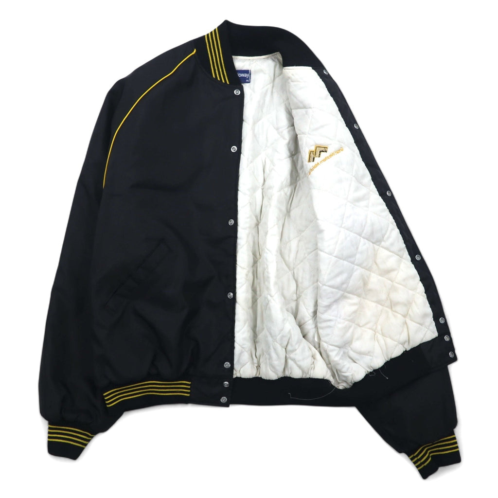 Holloway giacca varsity anni '90 made in USA, taglia XL, nera, in nylon, bottoni automatici, ricamo azienda USA Great Western Malting Co.