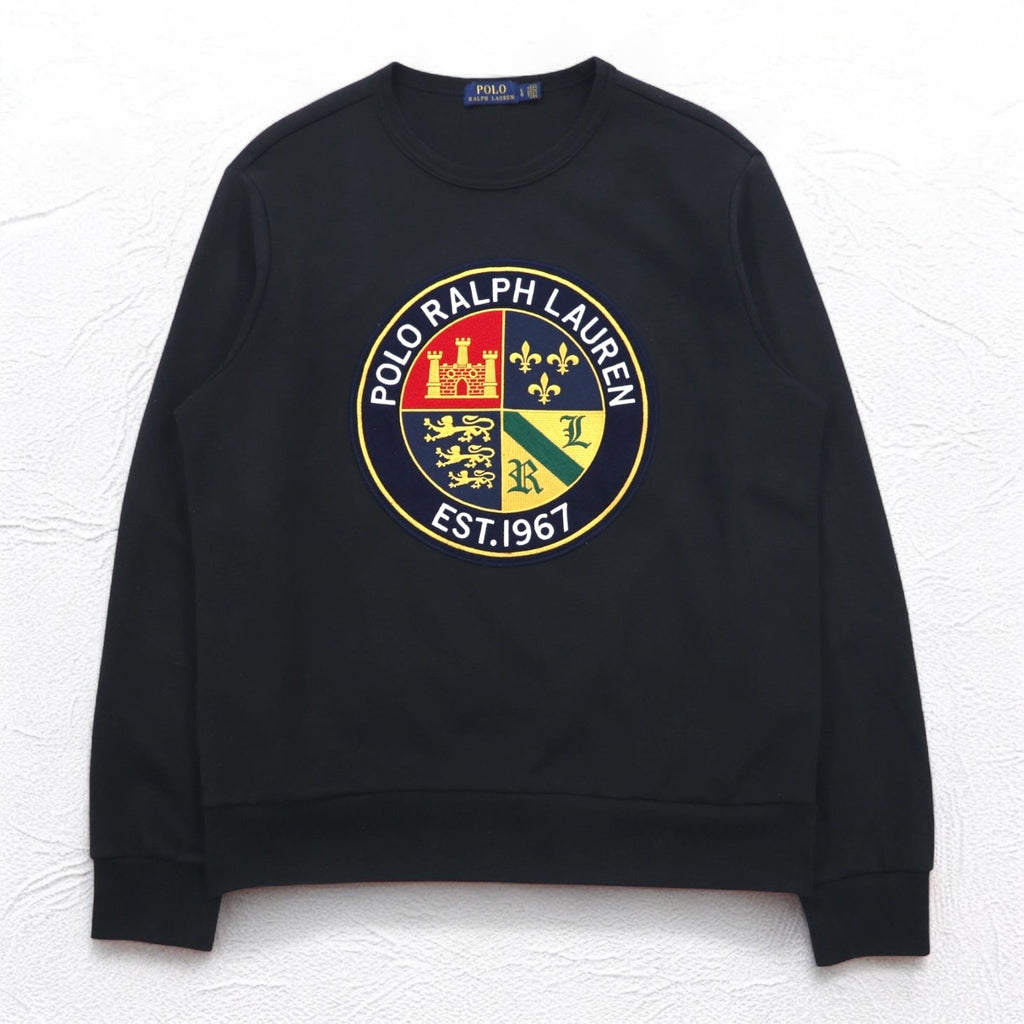 POLO RALPH LAUREN Felpa con stemma L Nero Logo circolare