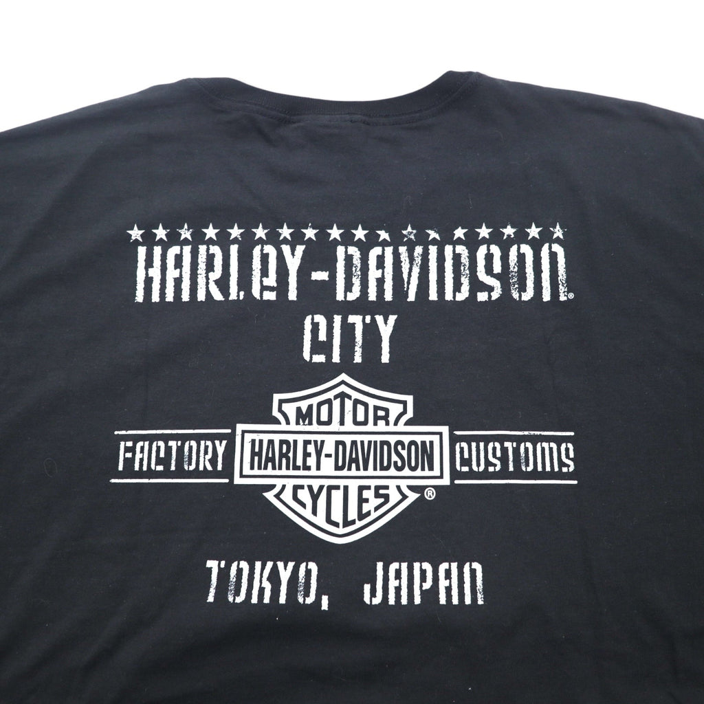 HARLEY DAVIDSON T-shirt con stampa fronte/retro XXL nero cotone TOKYO JAPAN
