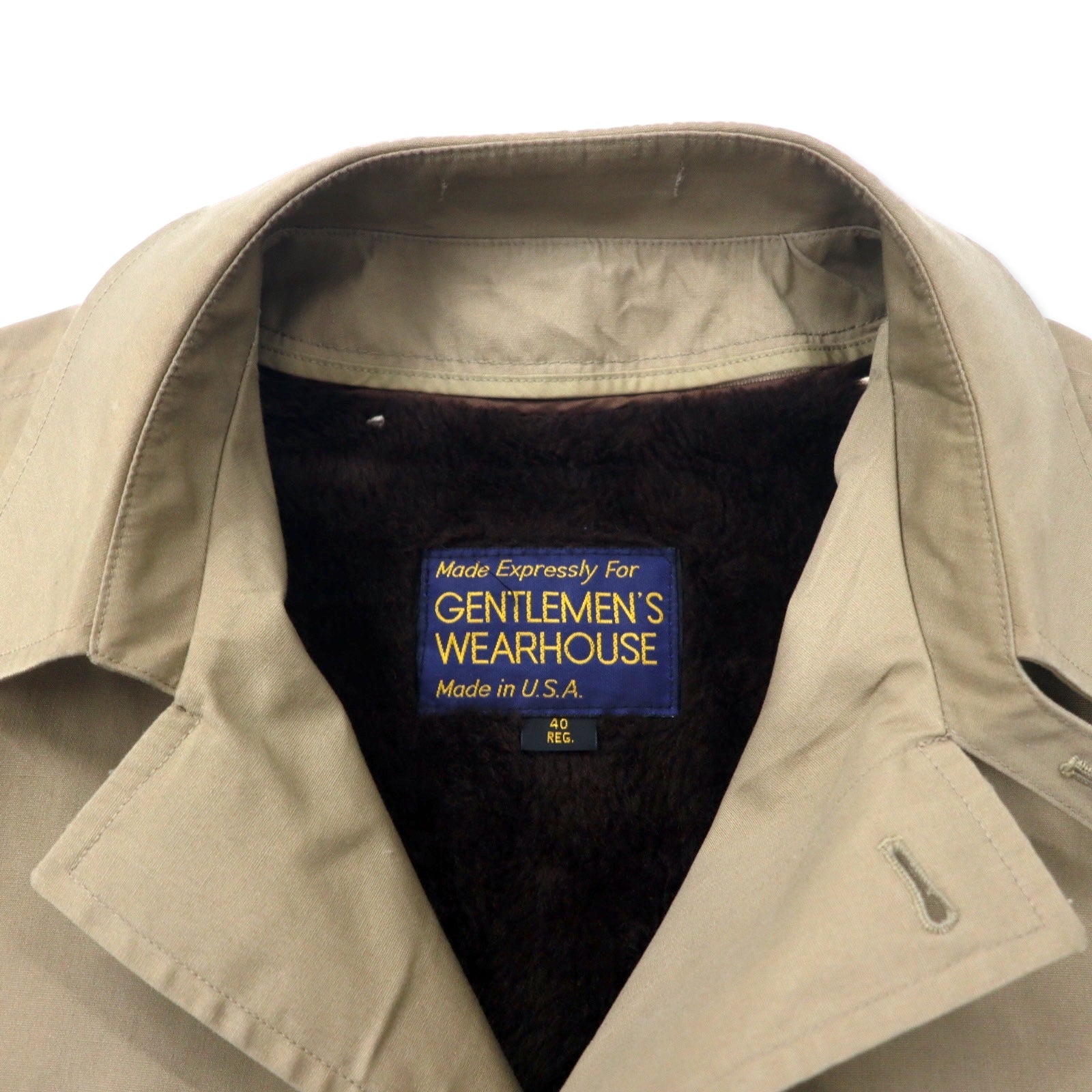 GENTLEMAN'S WAREHOUSE Anni '80, Made in USA, Trench foderato, Taglia 40, Beige, Cotone, Sottogola, Fodera in shearling staccabile