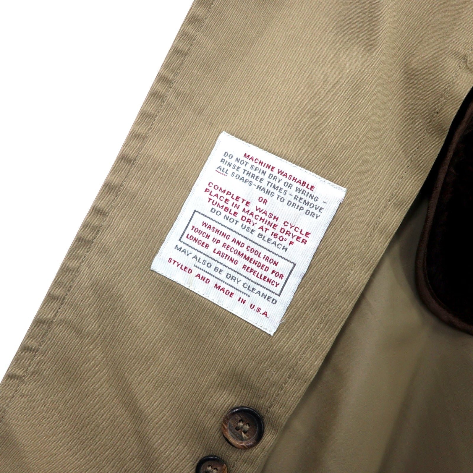 GENTLEMAN'S WAREHOUSE Anni '80, Made in USA, Trench foderato, Taglia 40, Beige, Cotone, Sottogola, Fodera in shearling staccabile