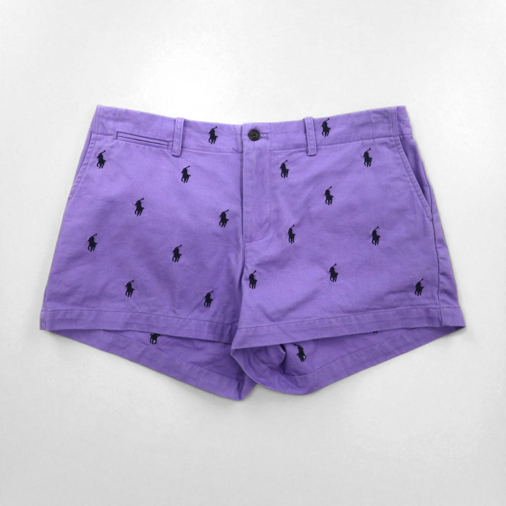 RALPH LAUREN SPORT anni '90 pantaloncini M viola fantasia all-over pony ricamato