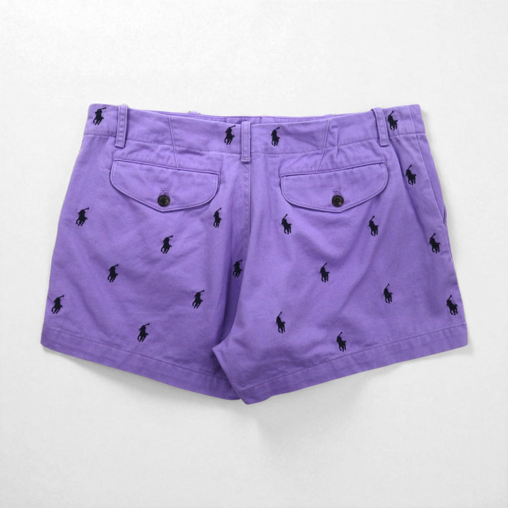 RALPH LAUREN SPORT anni '90 pantaloncini M viola fantasia all-over pony ricamato