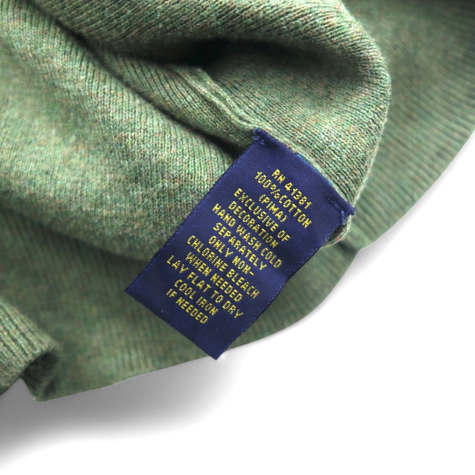 POLO RALPH LAUREN Maglione in maglia di cotone Pima scollo a V L kaki ricamo Small Pony PIMA COTTON