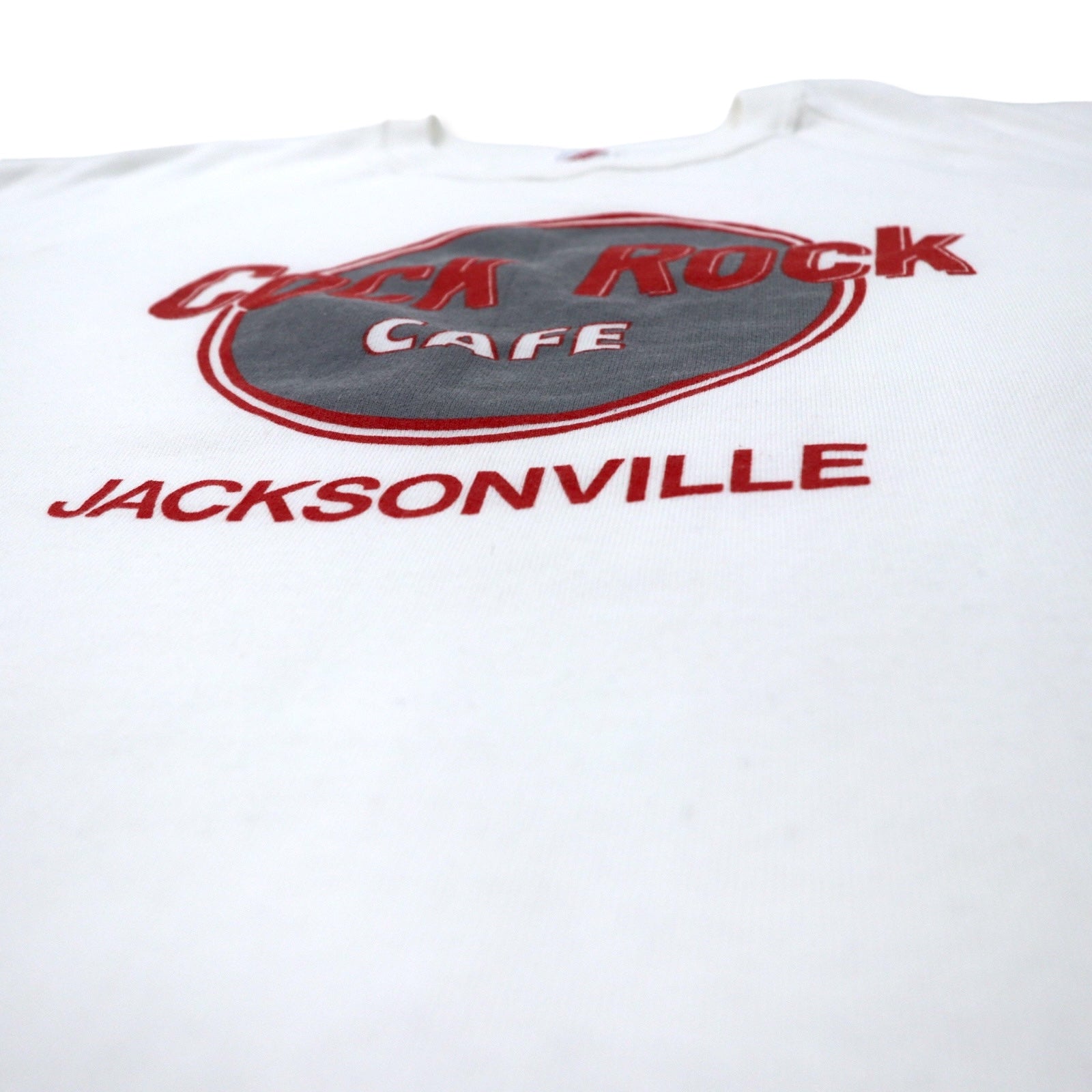 JERZEES Made in USA Anni '90 Stampa Felpa XL Bianco Cotone Felpato Hard Rock CAFE Parodia