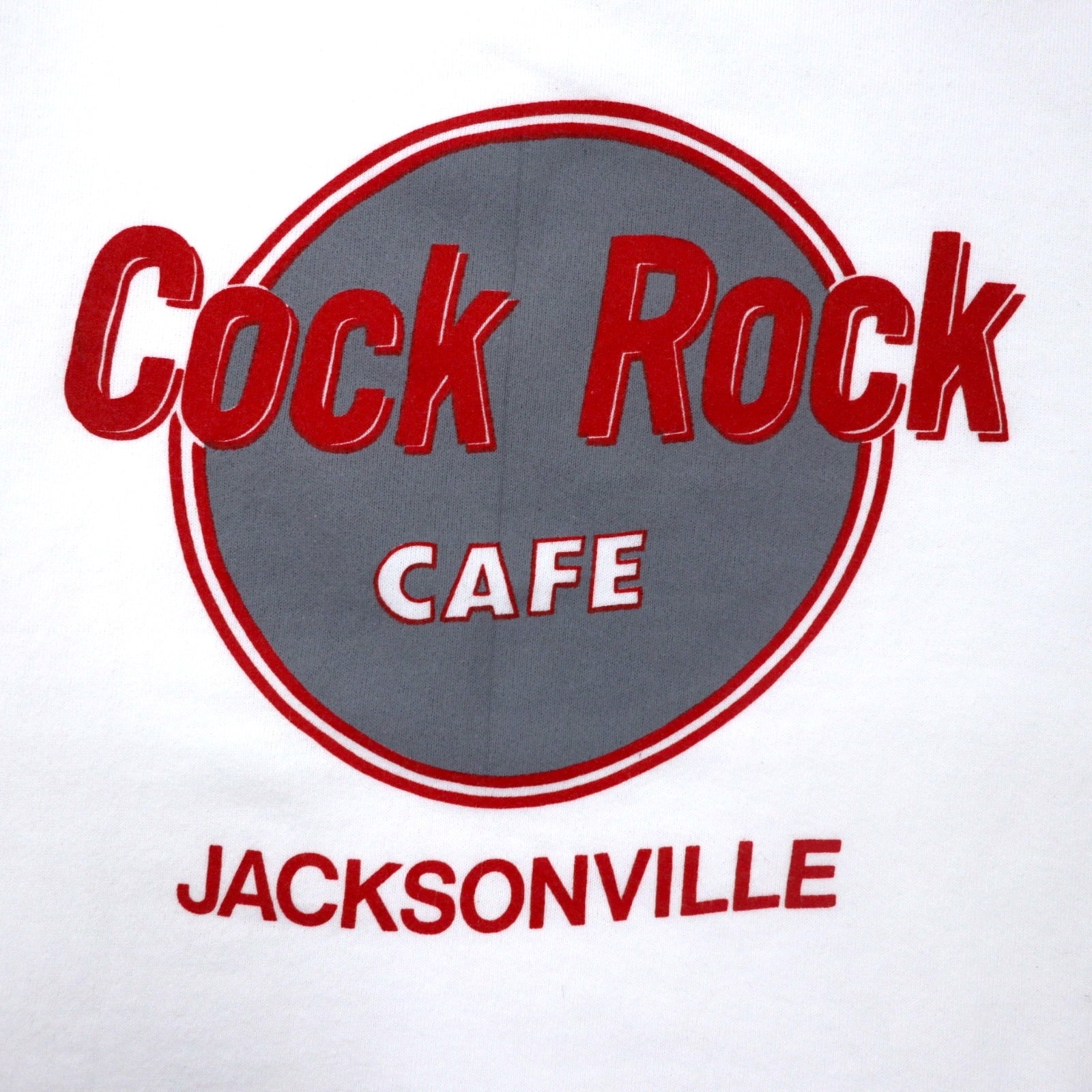 JERZEES Made in USA Anni '90 Stampa Felpa XL Bianco Cotone Felpato Hard Rock CAFE Parodia