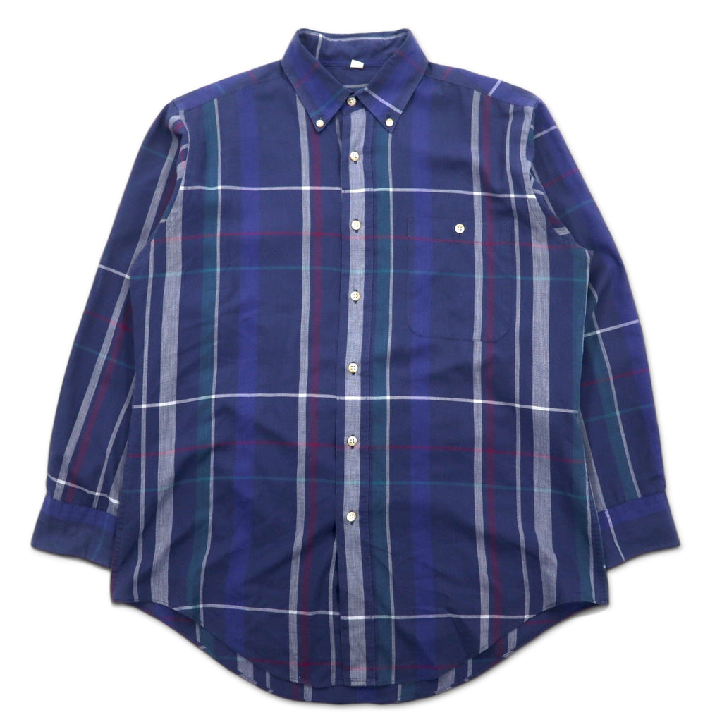 Christian Dior camicia button-down vintage M blu navy cotone a quadri