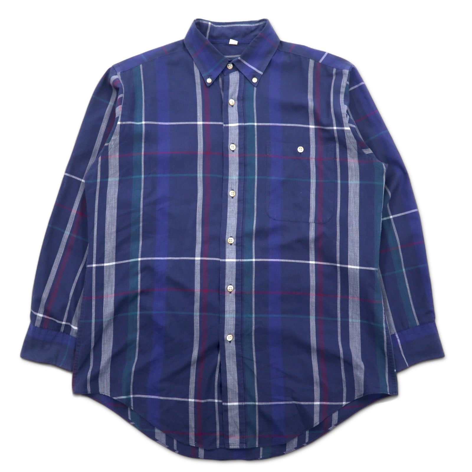 Christian Dior camicia button-down vintage M blu navy cotone a quadri