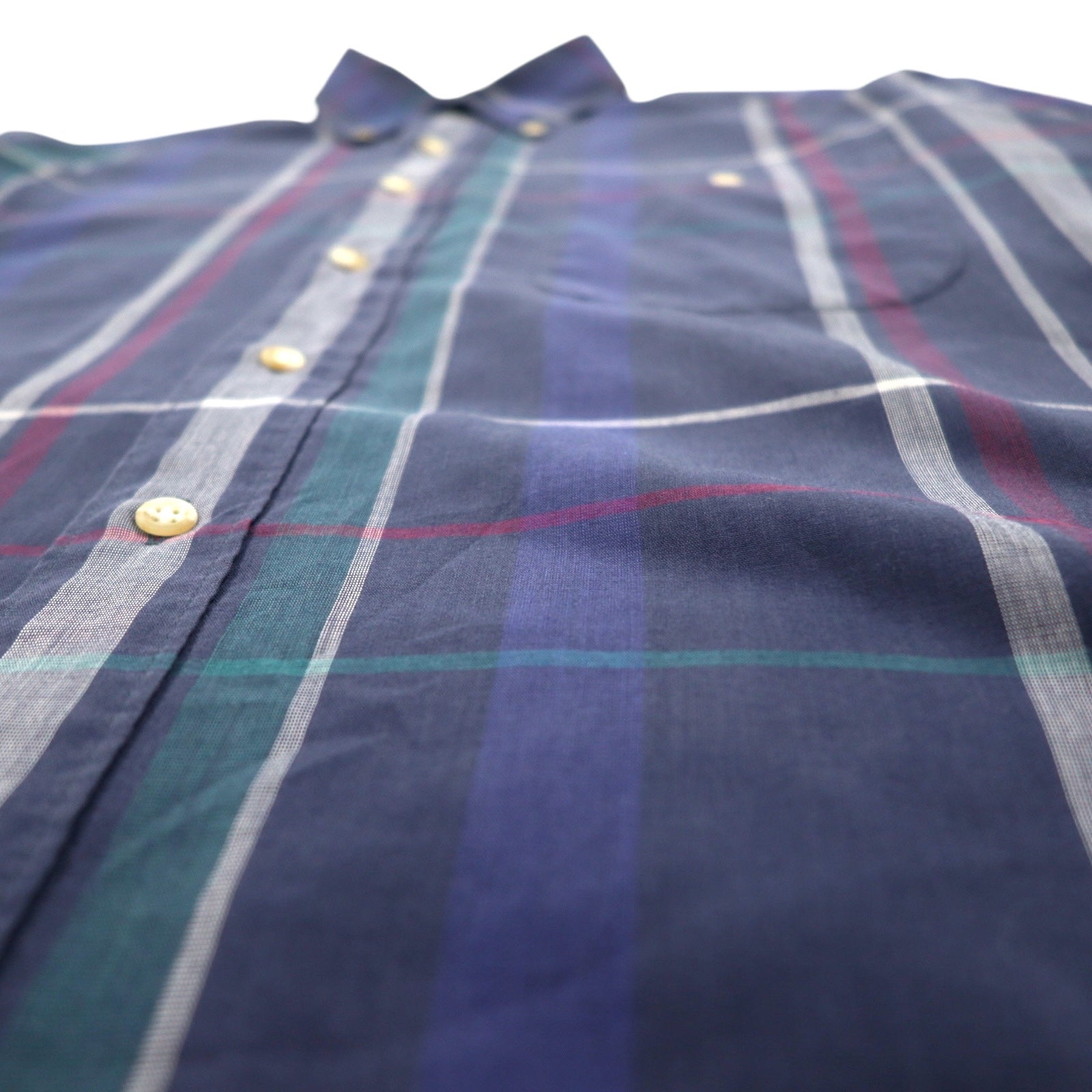 Christian Dior camicia button-down vintage M blu navy cotone a quadri