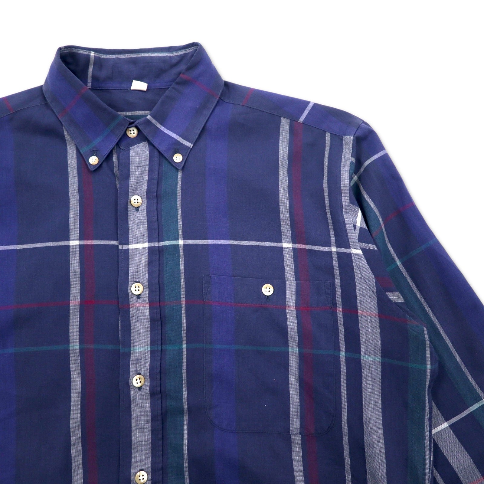 Christian Dior camicia button-down vintage M blu navy cotone a quadri