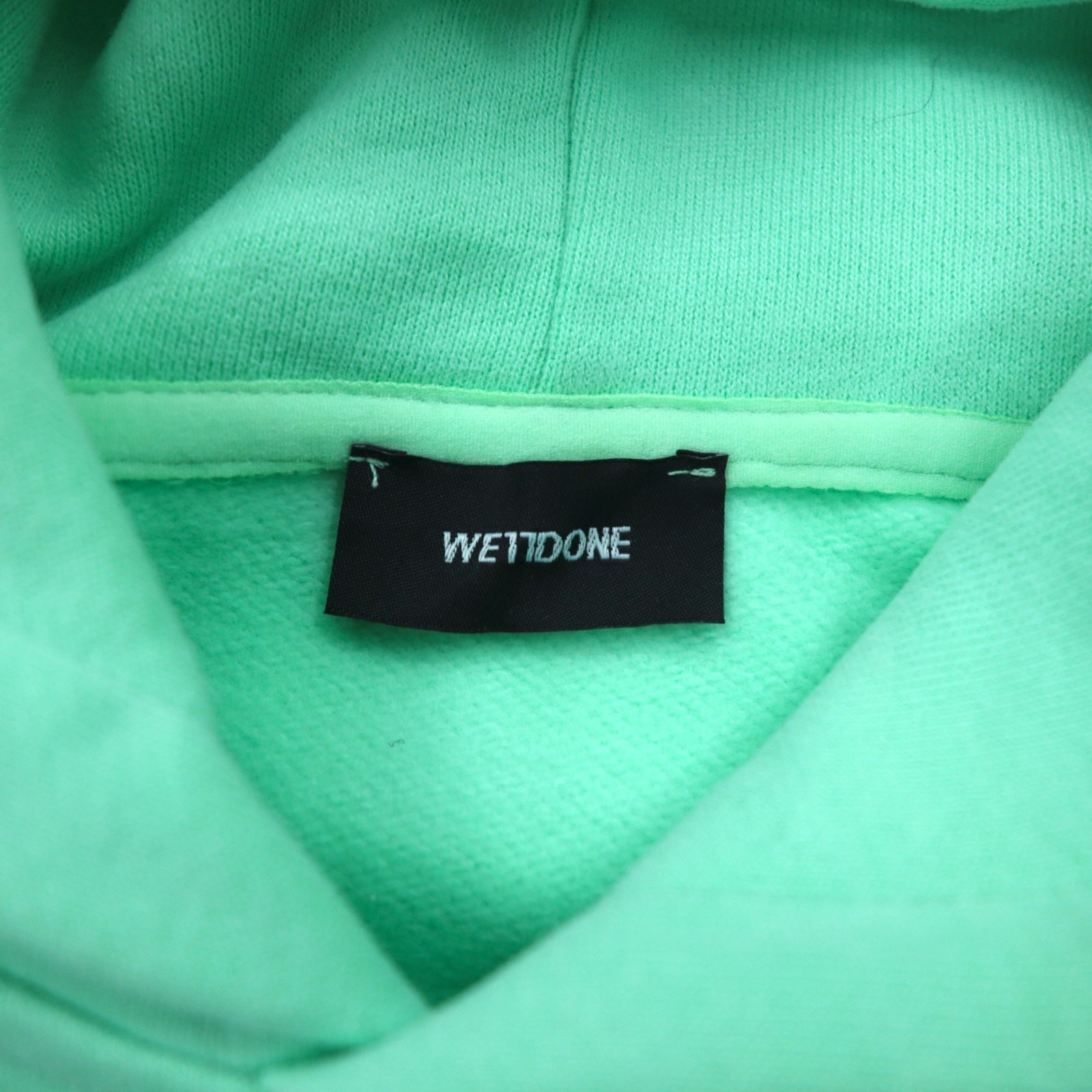 WE11DONE プルオーバー パーカー S ミント グリーン ロゴプリント Iridescent Logo Hoodie