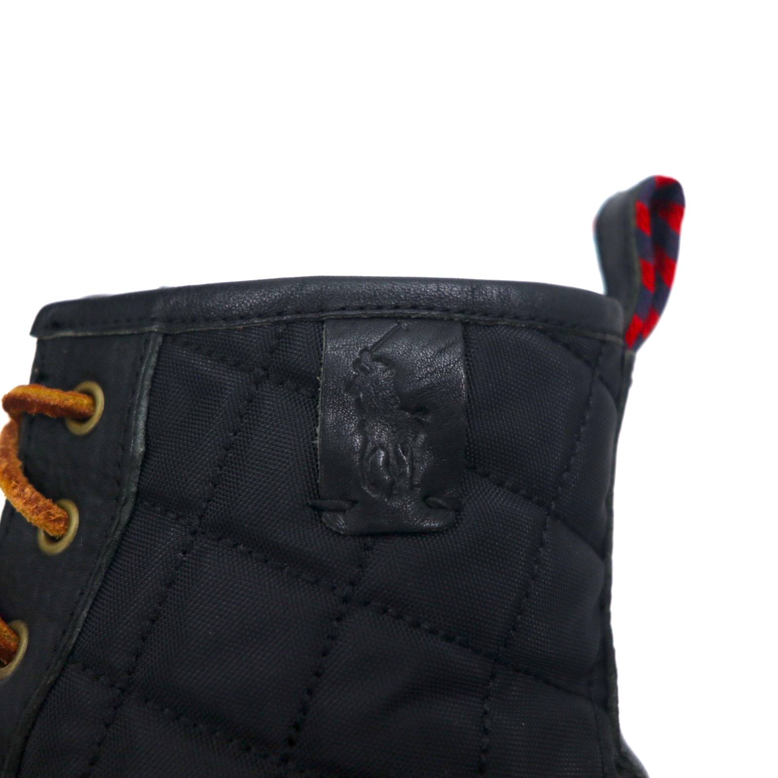 POLO RALPH LAUREN Stivali Ranger Stivali da lavoro 27.5cm Neri in pelle Trapuntati SADDLE WORTH III 1934
