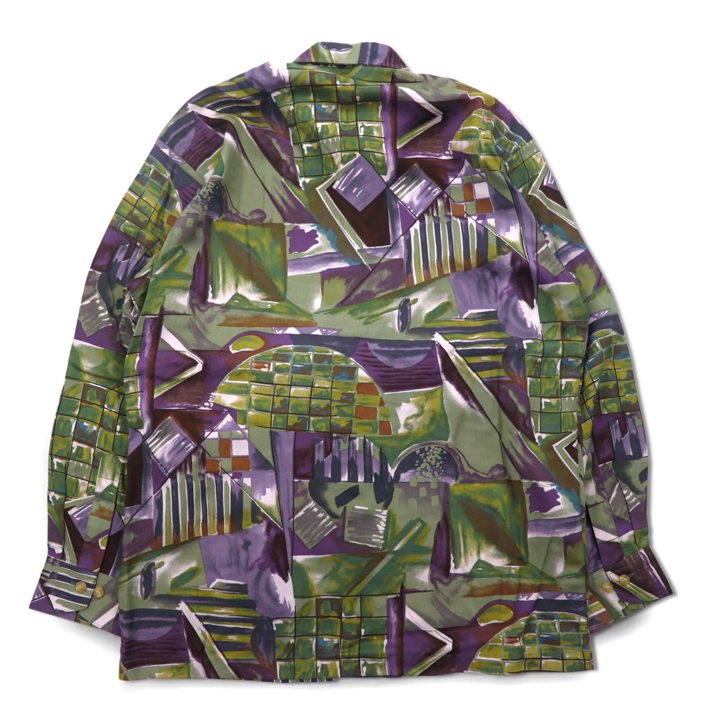 Camicia vintage prodotta in Giappone ARAMIS, motivo all-over, camicia in poliestere, taglia M, multicolore, arte, polinose, mai usata
