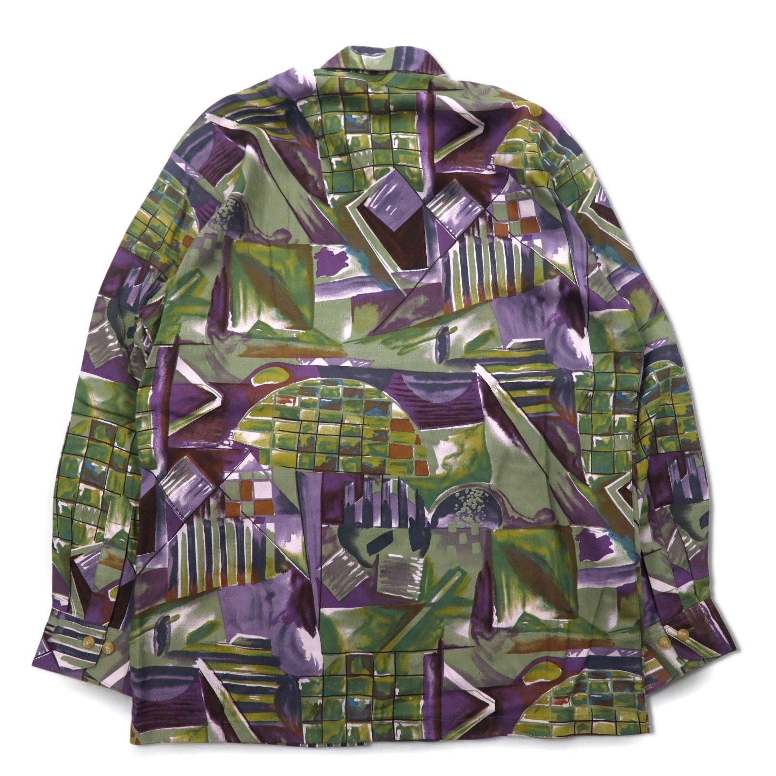 Camicia vintage prodotta in Giappone ARAMIS, motivo all-over, camicia in poliestere, taglia M, multicolore, arte, polinose, mai usata
