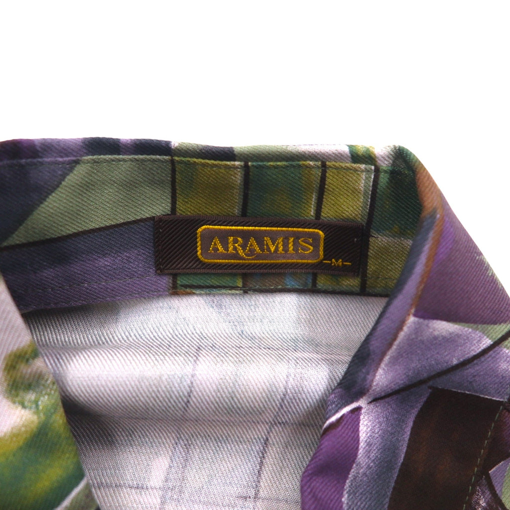 Camicia vintage prodotta in Giappone ARAMIS, motivo all-over, camicia in poliestere, taglia M, multicolore, arte, polinose, mai usata