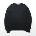 Polo Ralph Lauren 前V スウェット トレーナー XL ブラック コットン スモールポニー刺繡